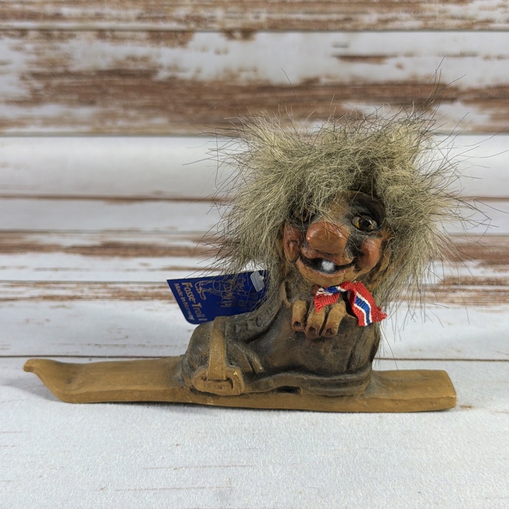 Fosse Troll in Ski Boot Figure Handmade in Norway Souvenir Oslo Original Tag
